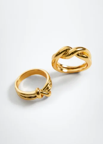 Elegant Gold Twisted Knot Ring Set