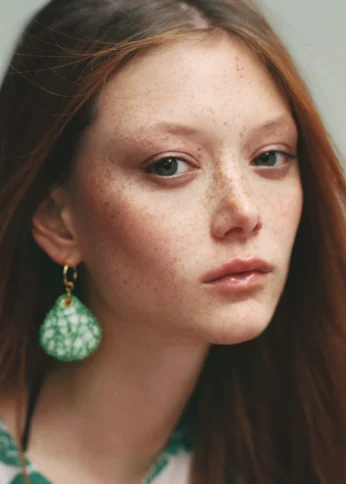 Textured Emerald Green Drop Earrings