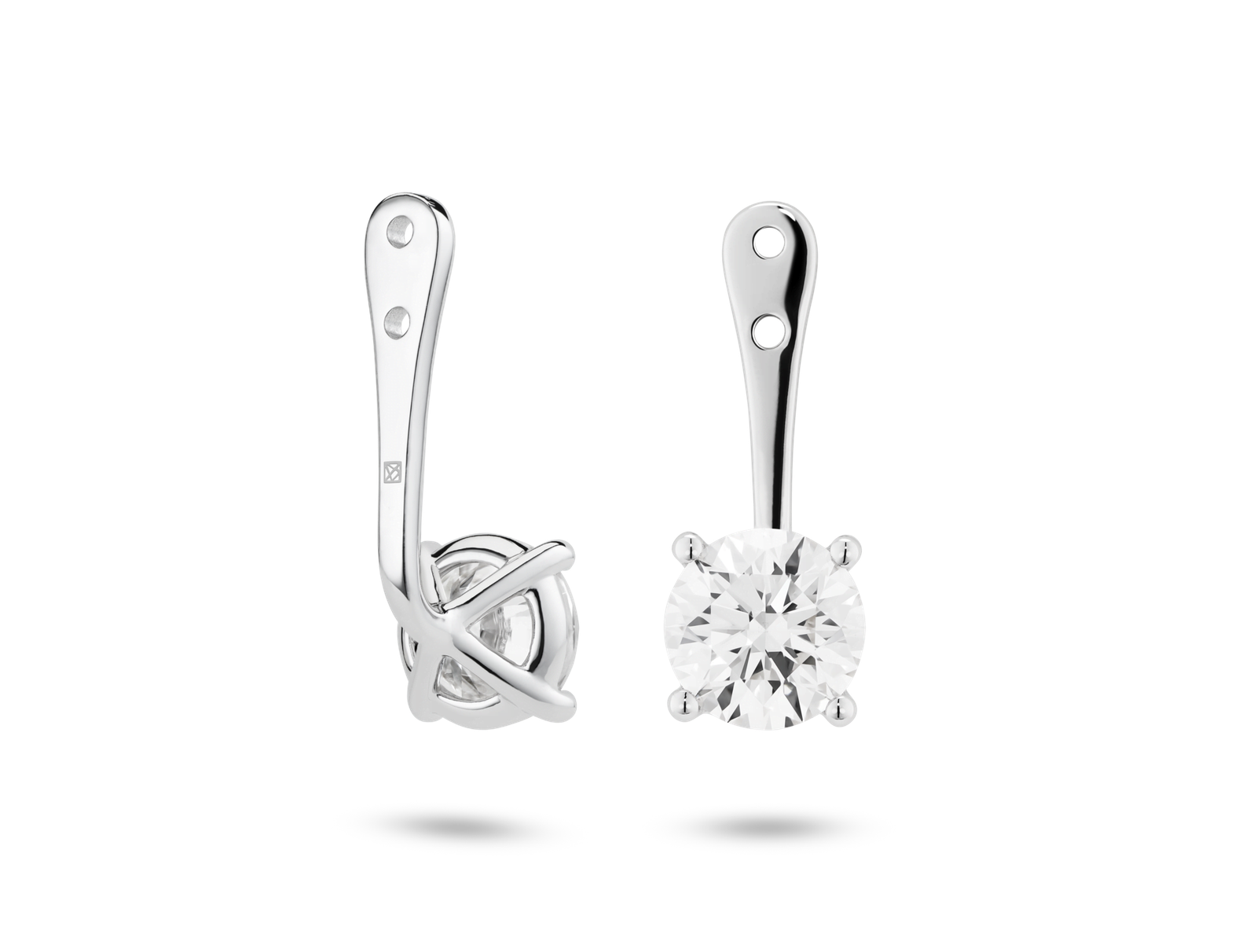 Lab-Grown Diamond 2ct. tw. Round Brilliant Solitaire Ear Jacket Earrings | White - Image 3