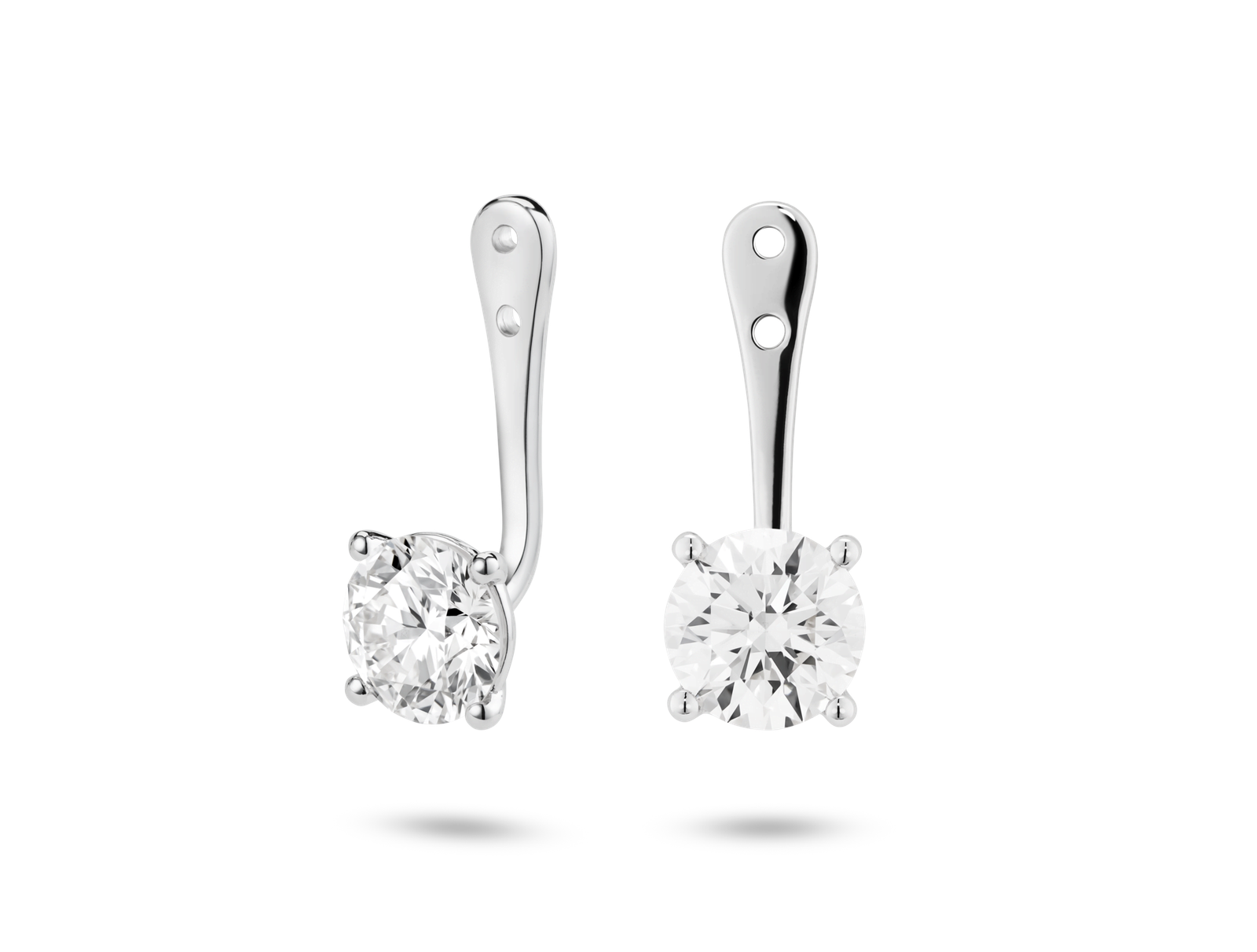 Lab-Grown Diamond 2ct. tw. Round Brilliant Solitaire Ear Jacket Earrings | White - Image 2
