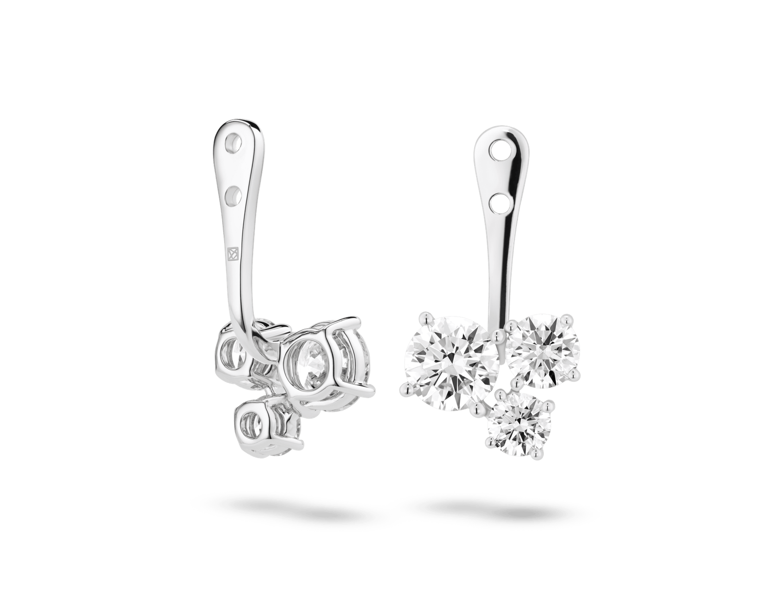 Lab-Grown Diamond 1⅘ct. tw. Round Brilliant Cluster Ear Jacket Earrings | White - Image 7
