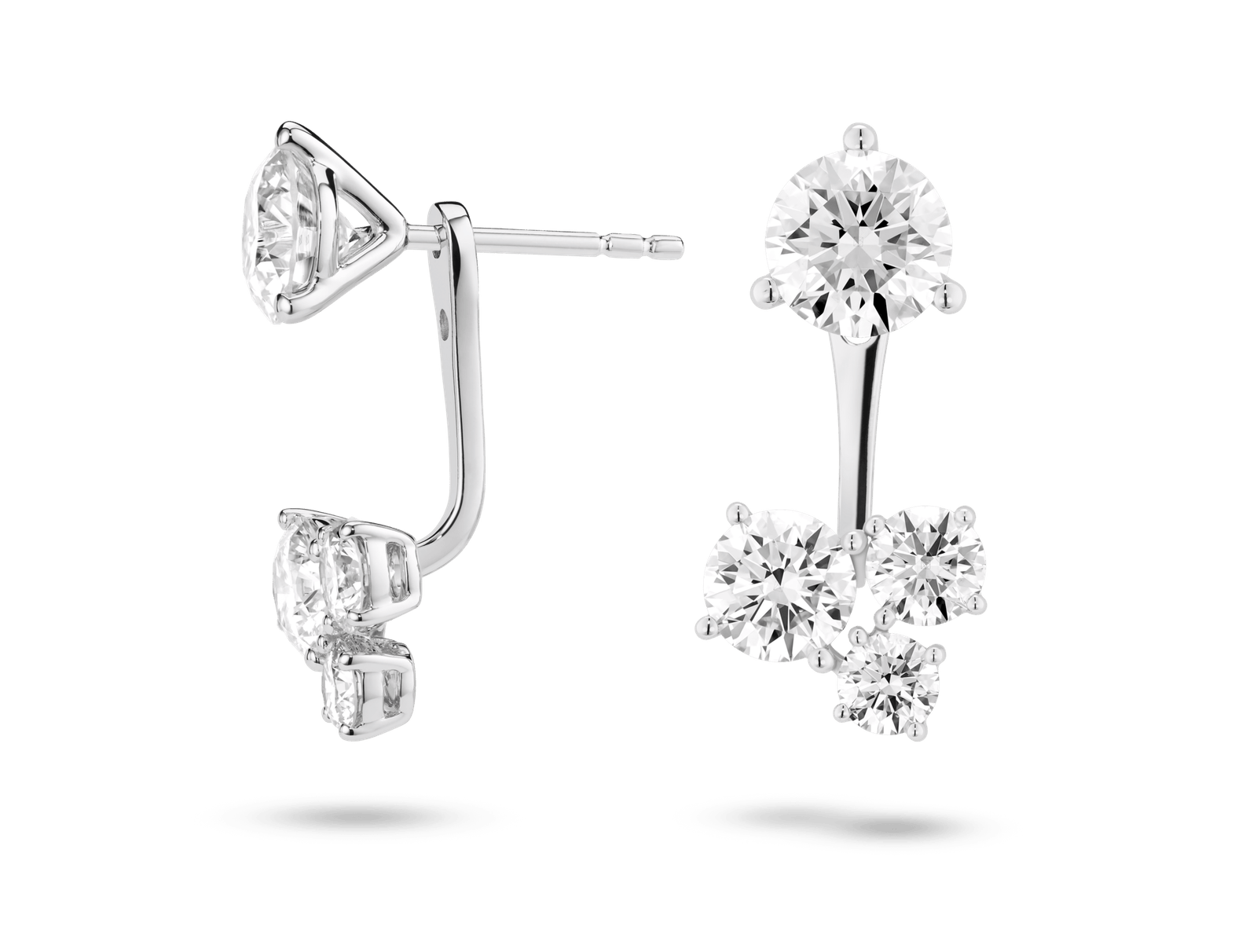 Lab-Grown Diamond 1⅘ct. tw. Round Brilliant Cluster Ear Jacket Earrings | White - Image 8