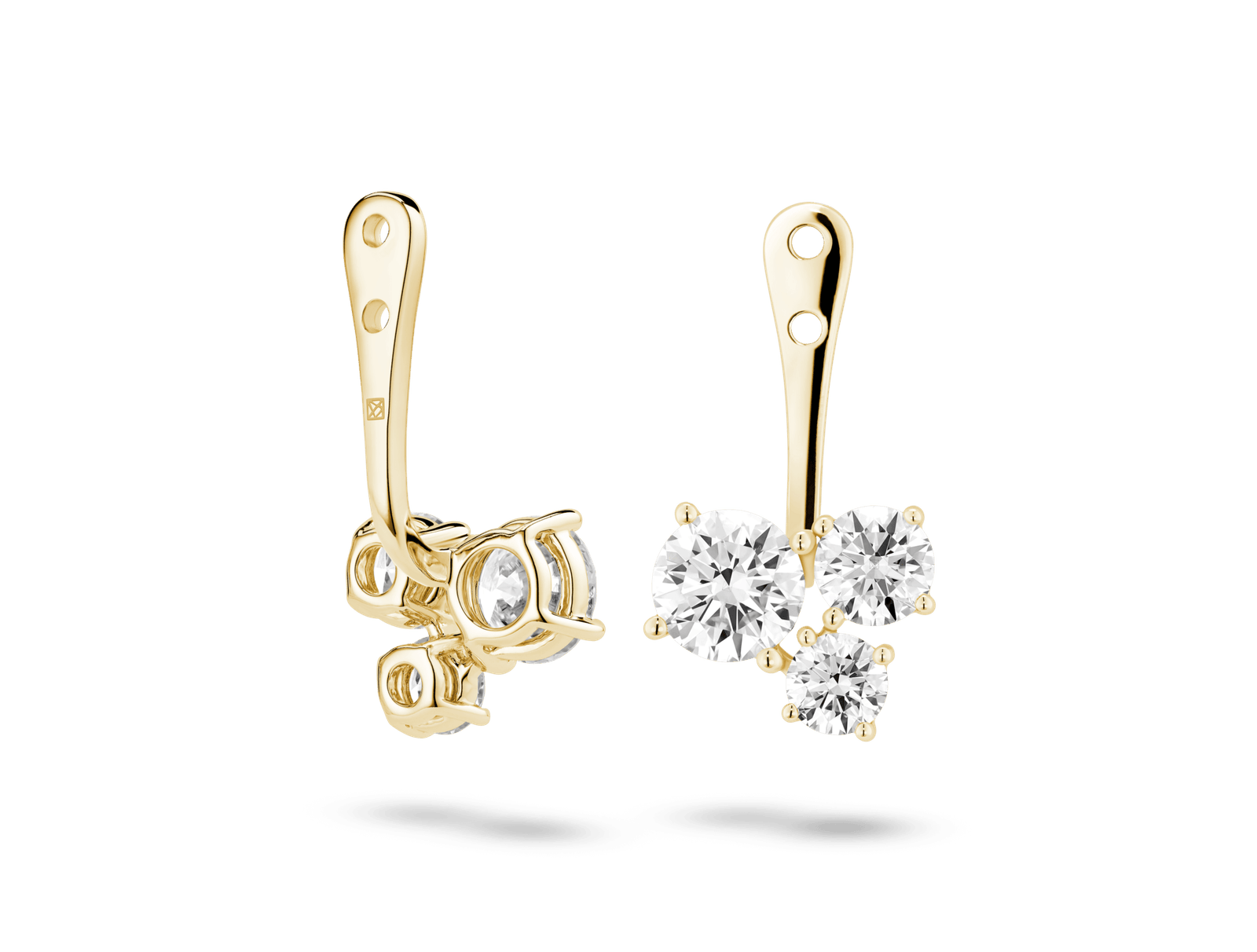 Lab-Grown Diamond 1⅘ct. tw. Round Brilliant Cluster Ear Jacket Earrings | White - Image 3