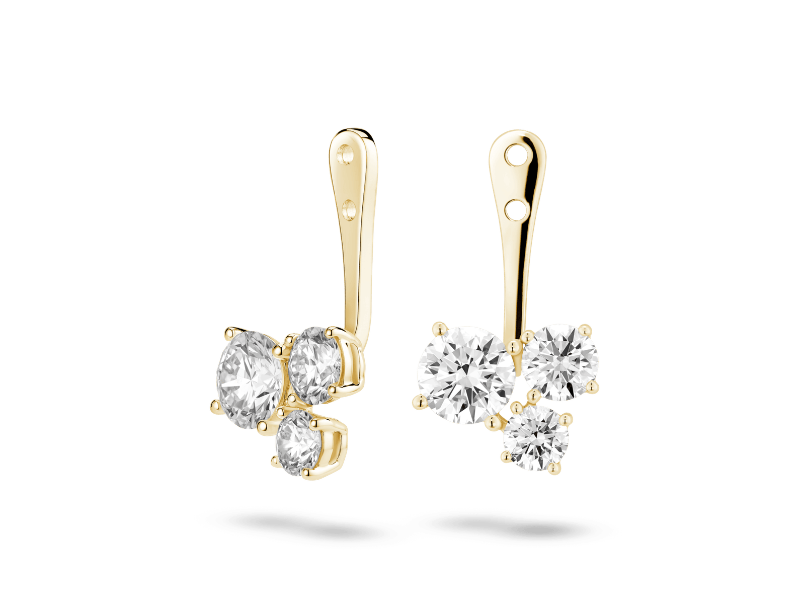 Lab-Grown Diamond 1⅘ct. tw. Round Brilliant Cluster Ear Jacket Earrings | White - Image 2