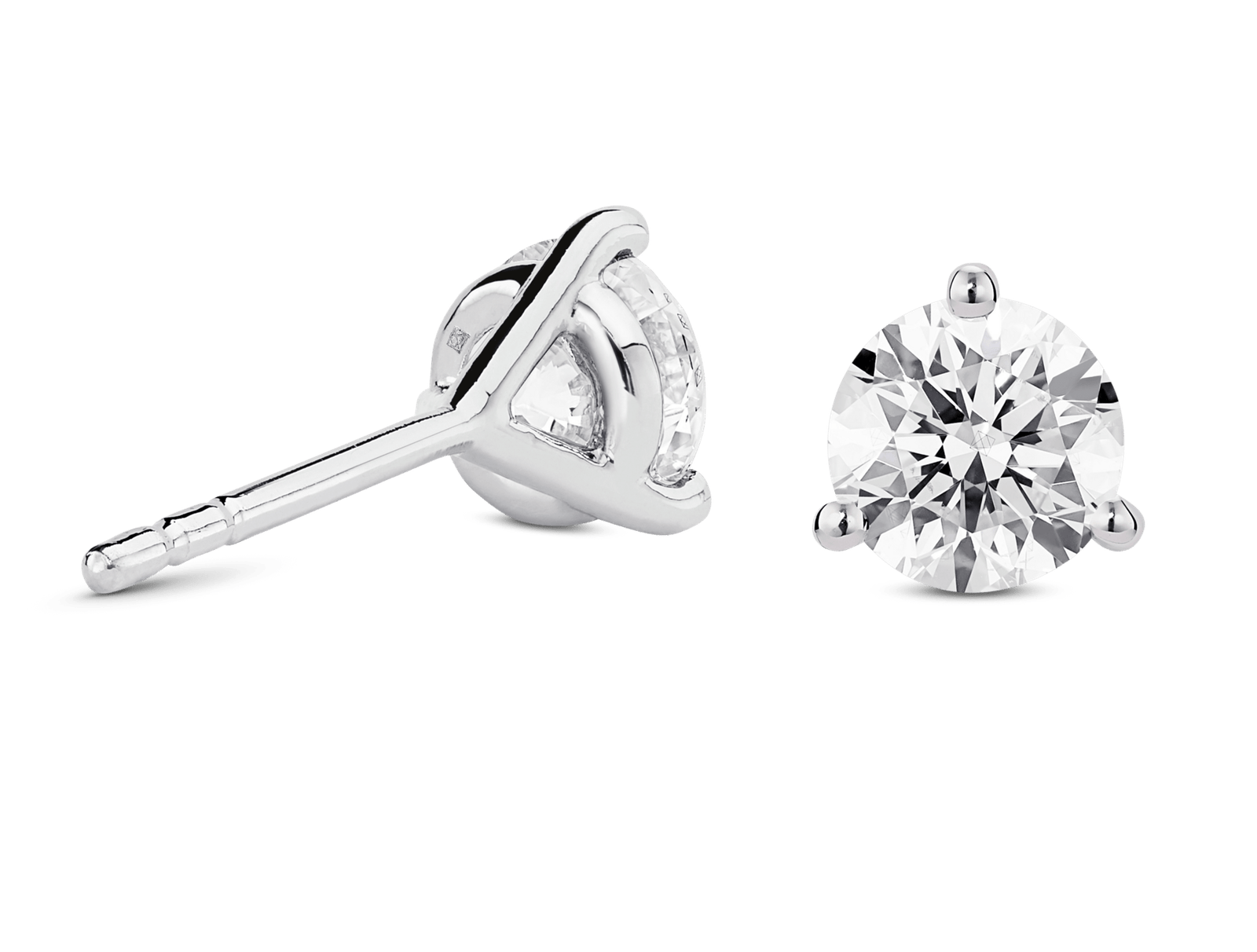 Lab-Grown Diamond 2ct. tw. Round Brilliant Solitaire 14k Gold Studs | White - Image 3