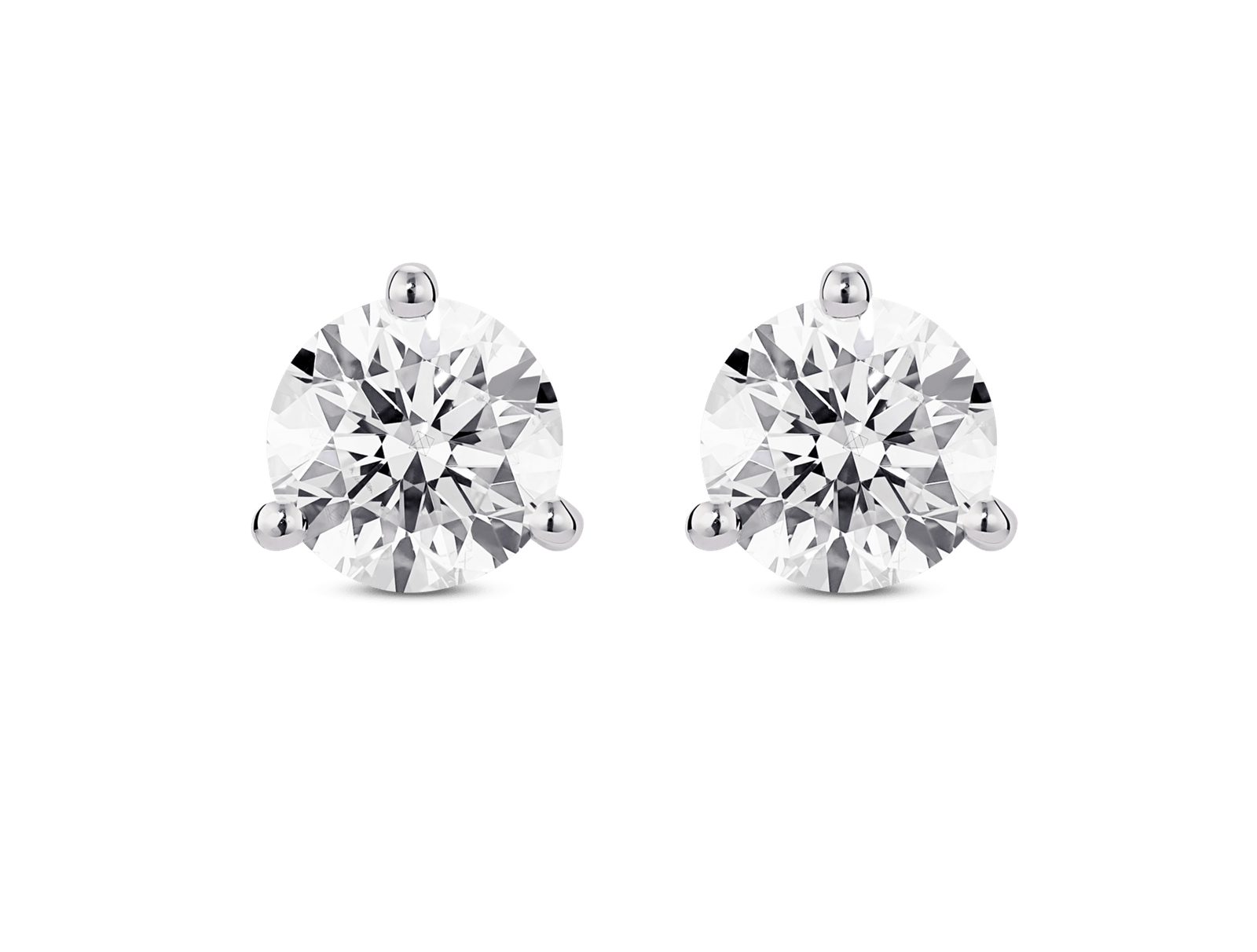 Lab-Grown Diamond 2ct. tw. Round Brilliant Solitaire 14k Gold Studs | White