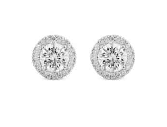 Lab-Grown Diamond 2ct. tw. Halo 14k Gold Earrings | White