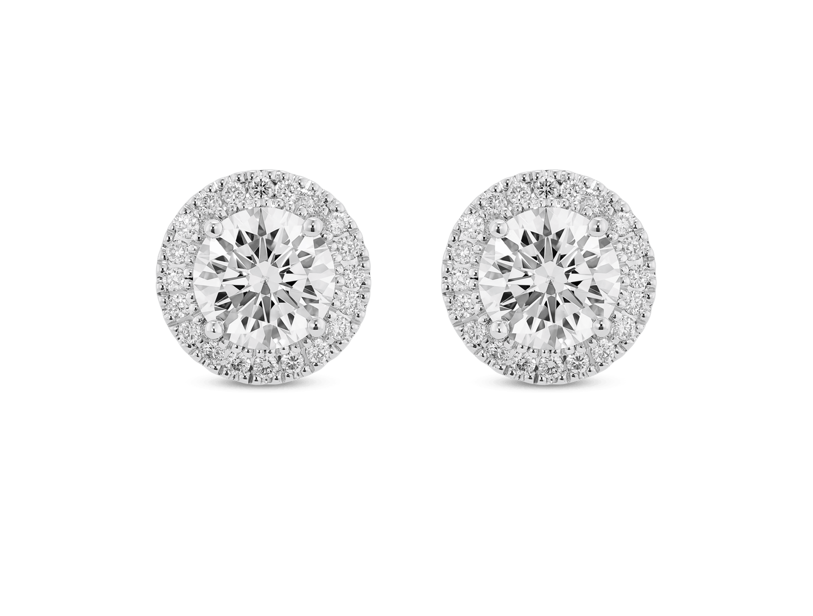 Lab-Grown Diamond 2ct. tw. Halo 14k Gold Earrings | White