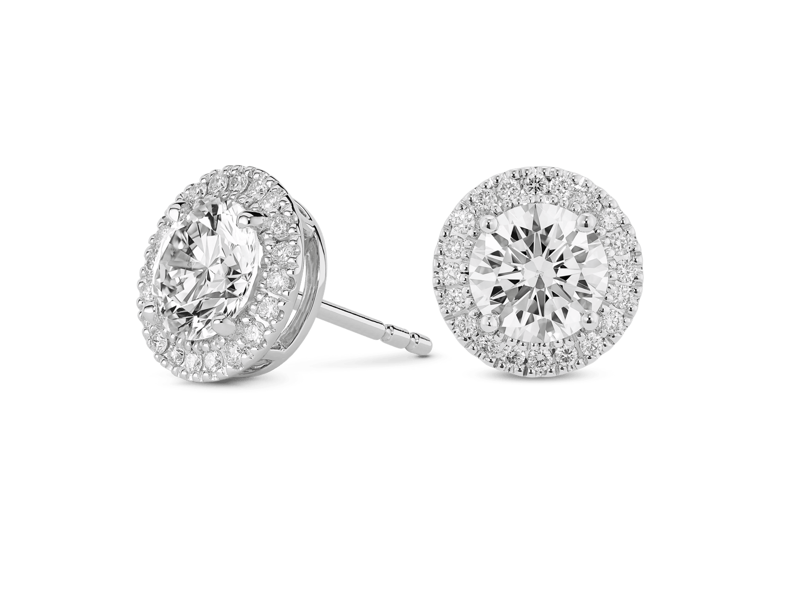 Lab-Grown Diamond 2ct. tw. Halo 14k Gold Earrings | White - Image 2