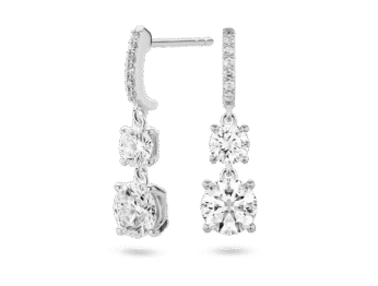 Lab-Grown Diamond 2ct. tw. Round Brilliant Double Drop Earrings | White