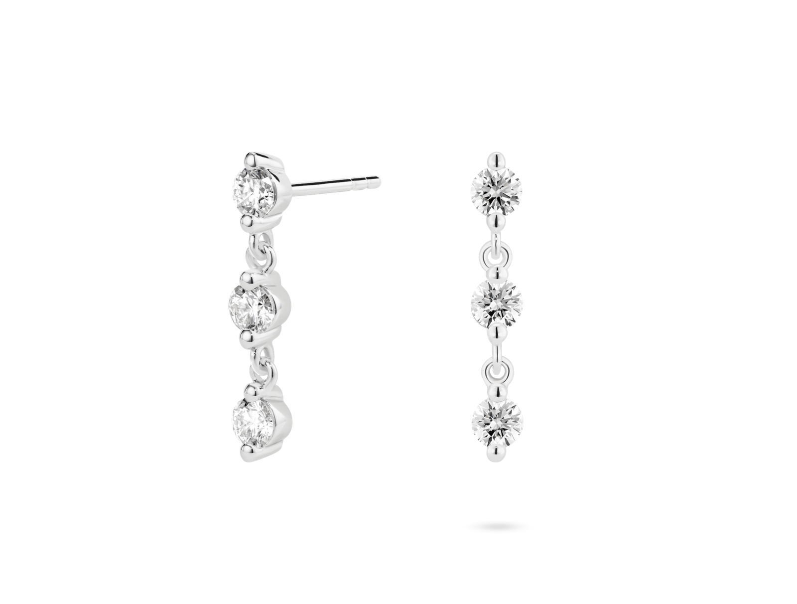 Lab-Grown Diamond ⁸⁄₉ct. tw Round Brilliant Line Drop Earrings | White - Image 2