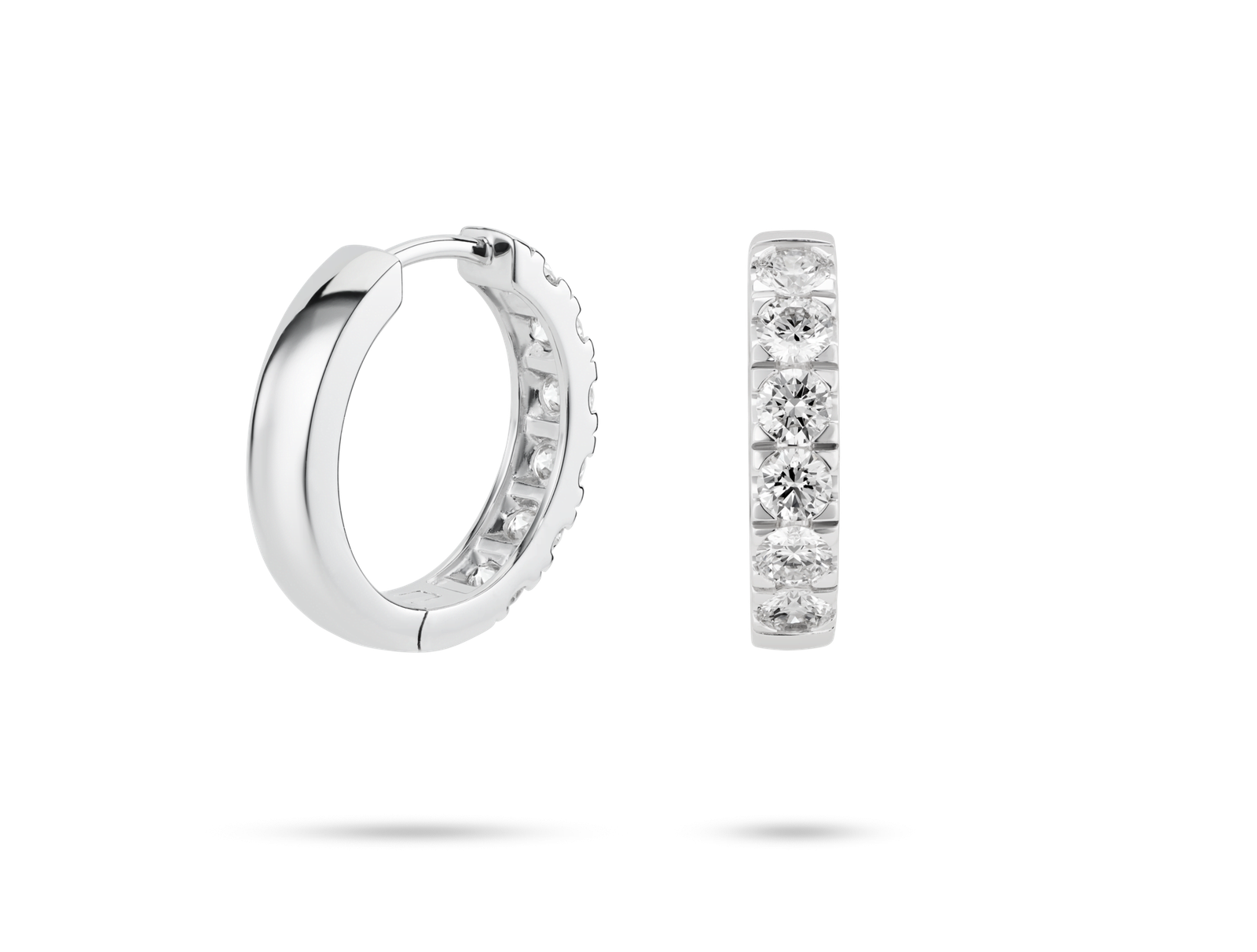 Lab-Grown Diamond 1⅕ct. tw. Round Brilliant Pavé Huggie Hoops | White - Image 3