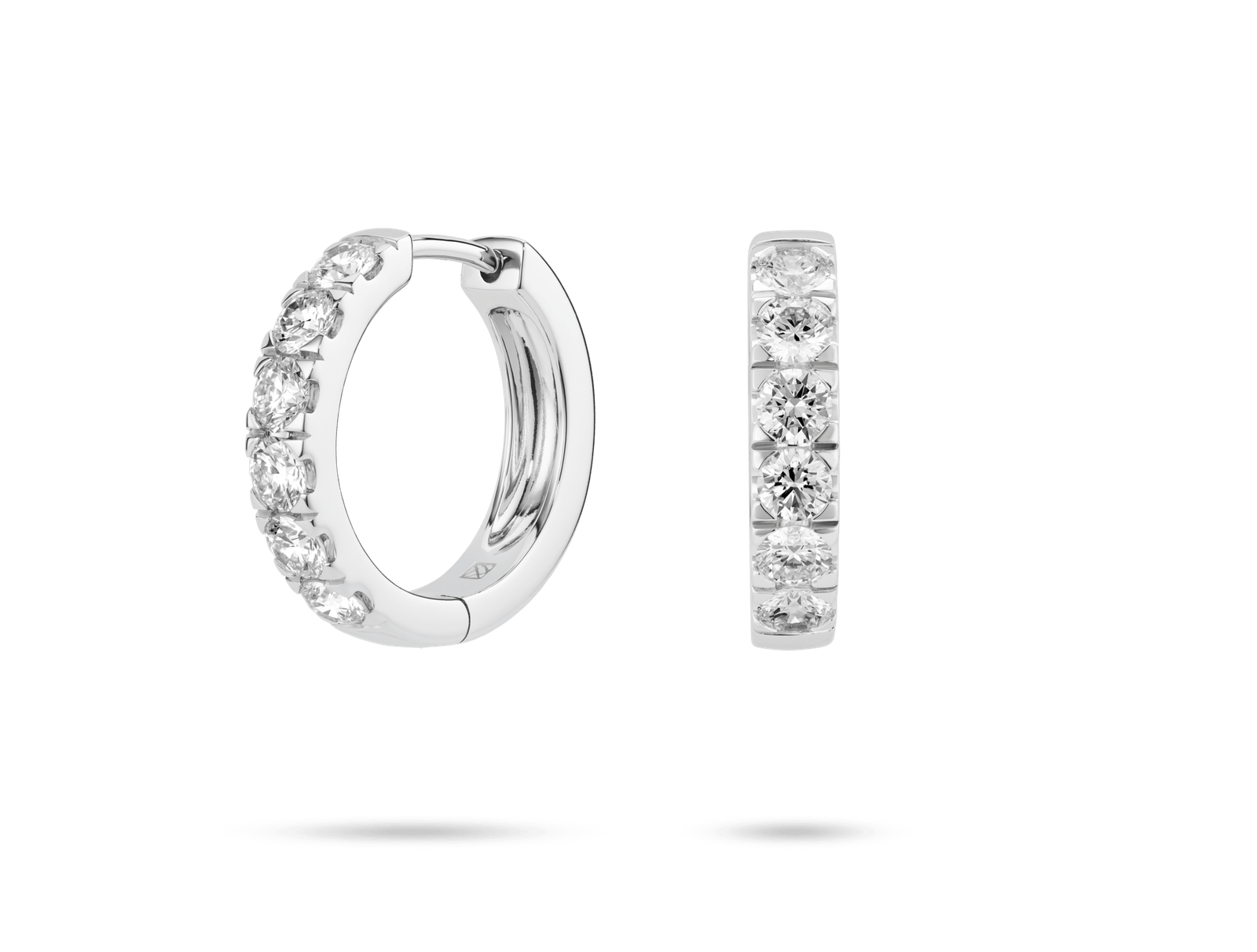 Lab-Grown Diamond 1⅕ct. tw. Round Brilliant Pavé Huggie Hoops | White - Image 2
