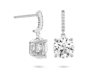 Lab-Grown Diamond 4ct. tw. Round Brilliant Solitaire Drop Earrings | White