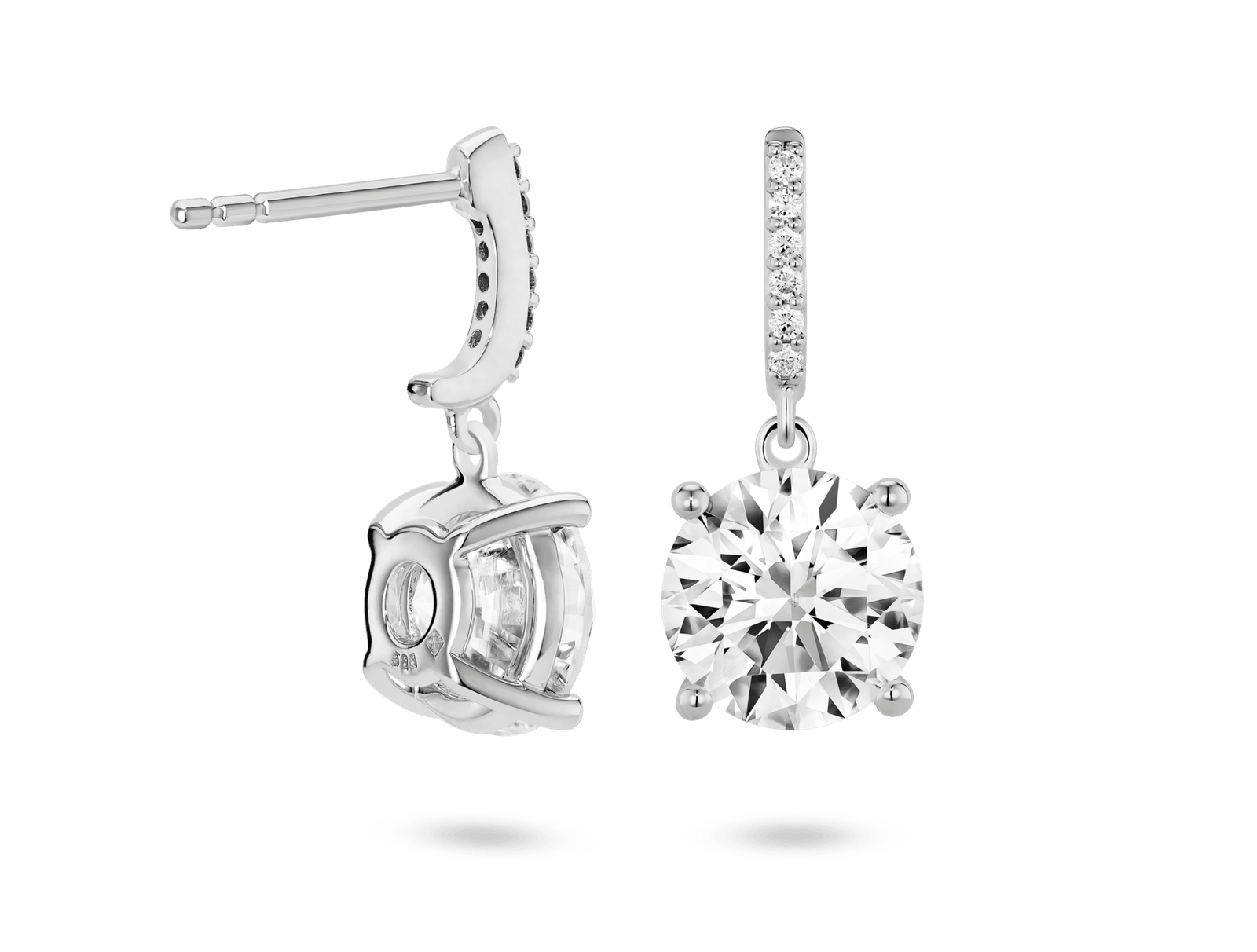 Lab-Grown Diamond 4ct. tw. Round Brilliant Solitaire Drop Earrings | White