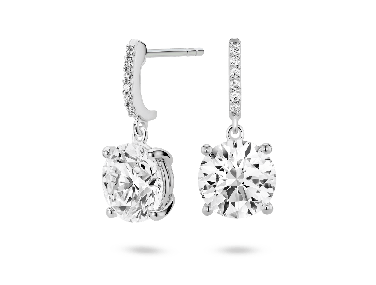 Lab-Grown Diamond 4ct. tw. Round Brilliant Solitaire Drop Earrings | White - Image 2