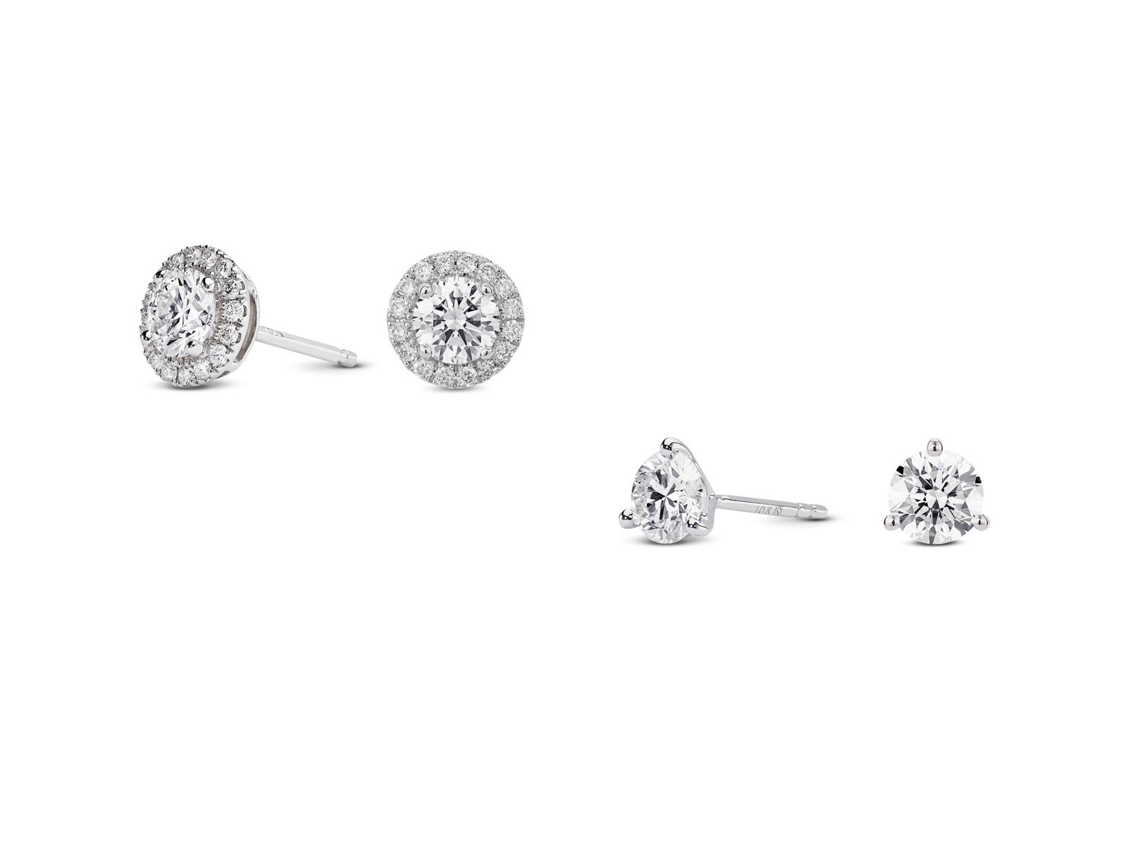 Lab-Grown Diamond 2ct. tw. Round Brilliant and Halo Studs Set | White - Image 3