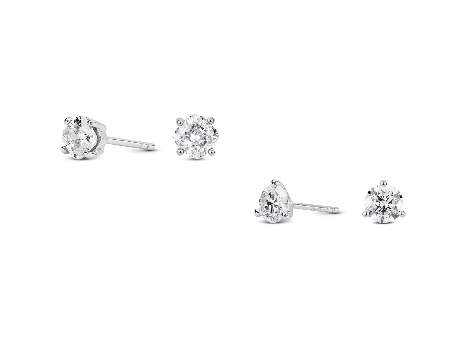 Lab-Grown Diamond 2ct. tw. Round Brilliant and Cushion Studs Set | White - Image 4