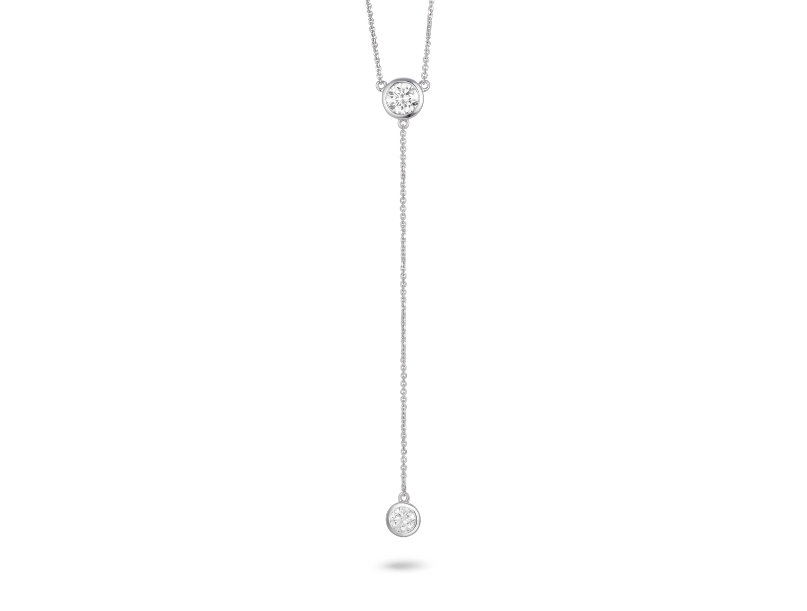 Lab-Grown Diamond ¾ct. tw. Round Brilliant Bezel Lariat Pendant | White