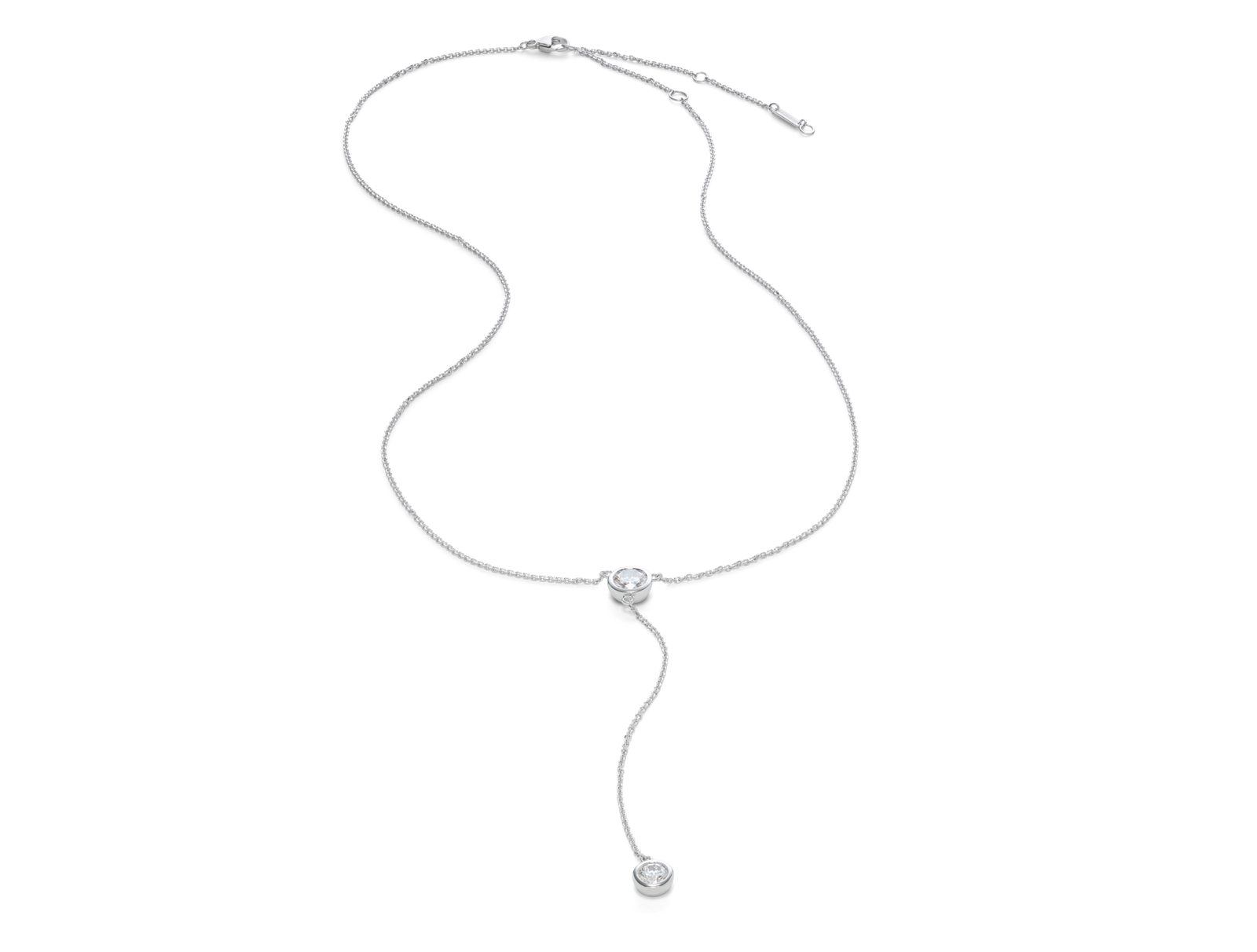 Lab-Grown Diamond ¾ct. tw. Round Brilliant Bezel Lariat Pendant | White - Image 4