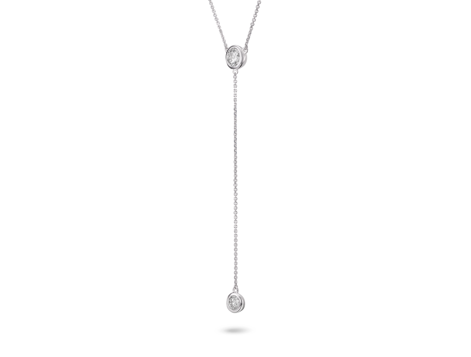 Lab-Grown Diamond ¾ct. tw. Round Brilliant Bezel Lariat Pendant | White - Image 3