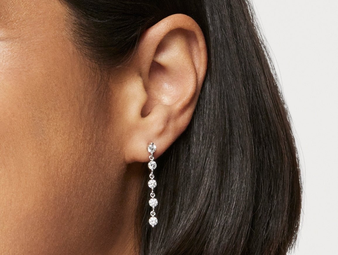 Lab-Grown Diamond 1½ct. tw. Round Brilliant Line Drop Earrings | White - Image 8