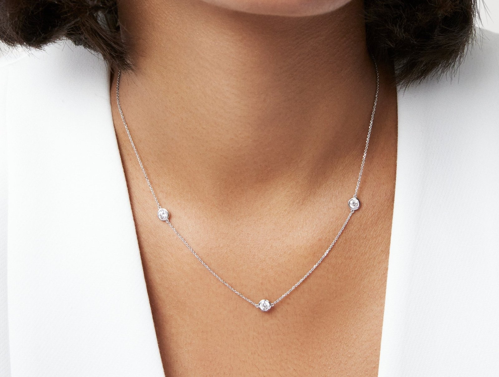 Lab-Grown Diamond ¾ct. tw. Round Brilliant Bezel Station Pendant | White - Image 2