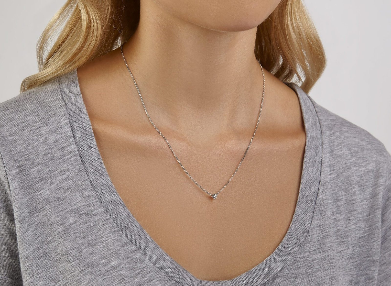 Lab-Grown Diamond ¼ct. Mini Round Brilliant Solitaire 10k Gold Pendant | White - Image 3